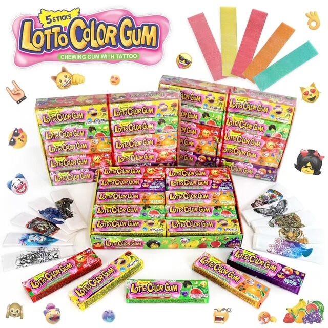 Košļājamās gumijas "Lotto Color Gum" ar tetovējumu 20 gab. x 12 gr.