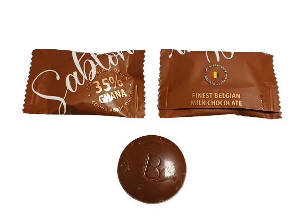 Beļģu piena šokolādes "Sablon" ar pildījumu 35% 1 kg.