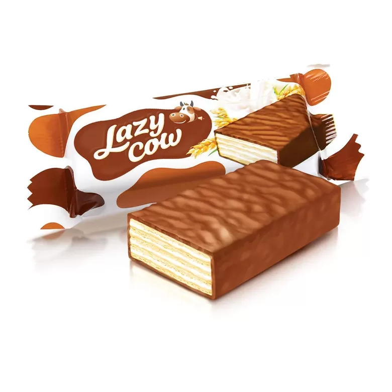 Glazētas vafeles Roshen Lazy Cow ar piena pildījumu 1 kg.