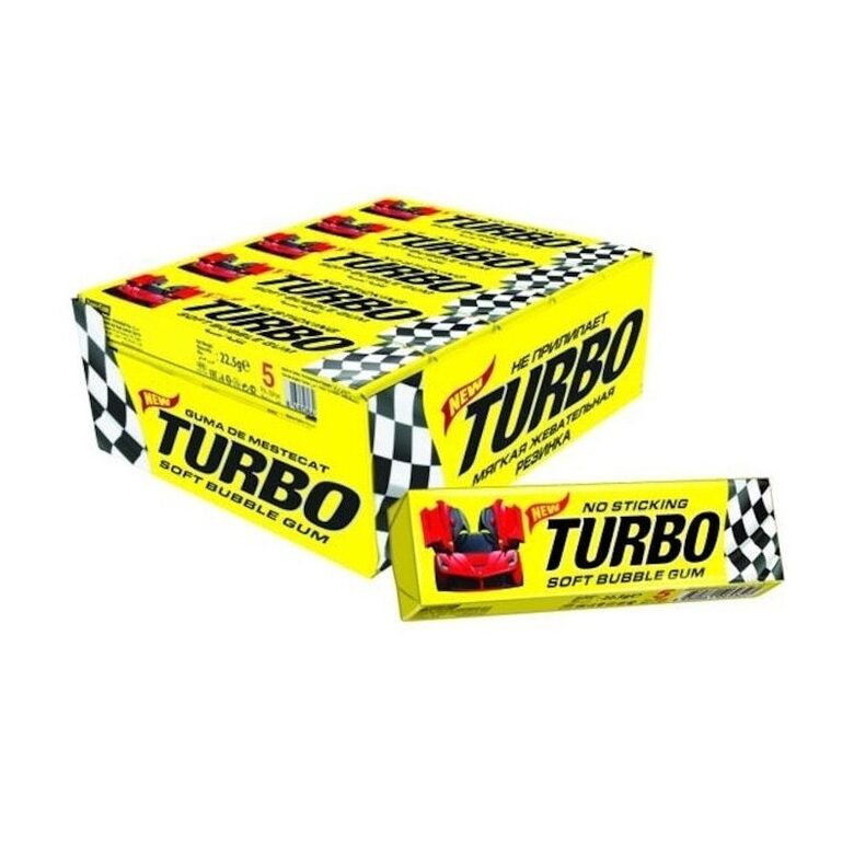 Bubble gum Turbo 20 g x 20 pieces. yellow