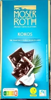 Tumšā šokolāde "Moser Roth Kokos" 140 gr.