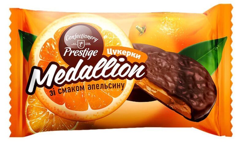 Konfektes "Medaljoni" ar apelsīnu garšu 1 kg.