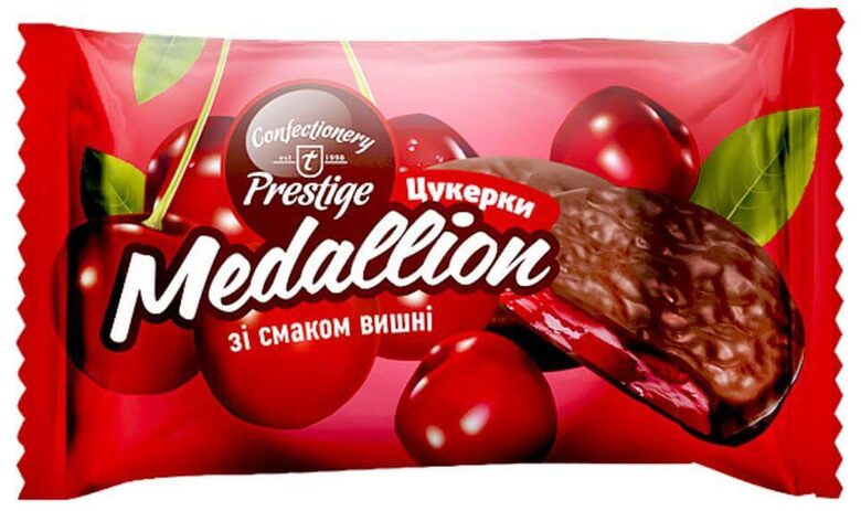 Конфеты «Медальоны» со вкусом вишни, 1 кг.