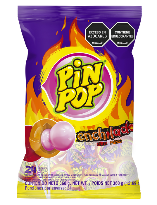 Caramel with chewing gum PIN POP "Mango" 24 pcs x 18 g.