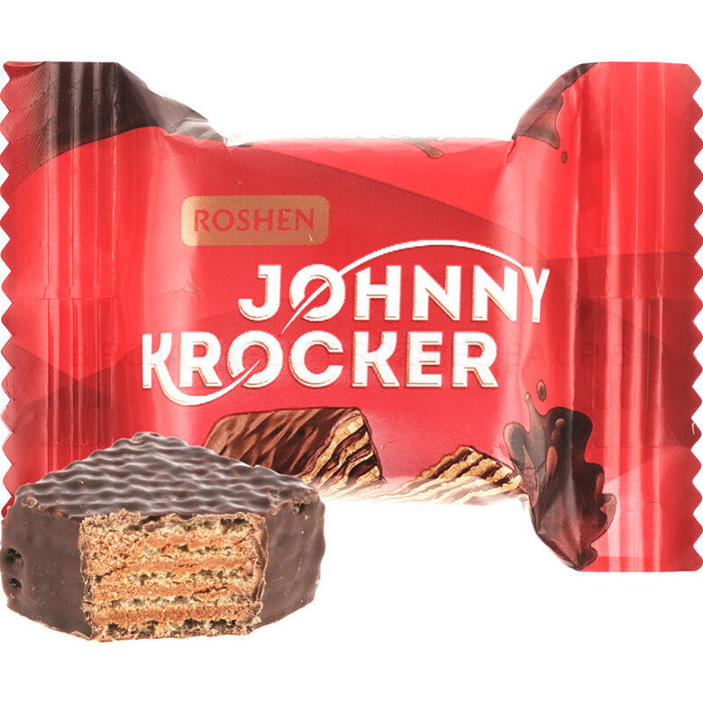 Roshen vafeļu konfektes šokolādes glazūrā Johnny Krocker Choco 1 kg.