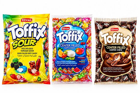 Konfekšu komplekts "Toffix" 3 kg. Mīkstas konfektes (Sour + Coffee + Fruit)