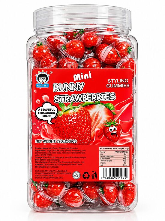 Želejas konfektes Mini Runny Strawberries (200 gab. x 2 g.)