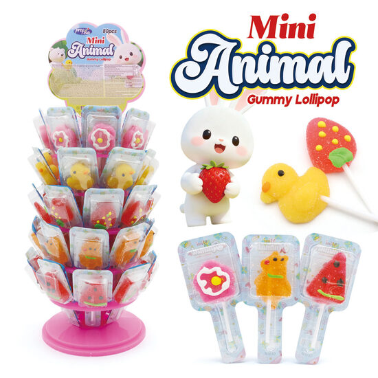 Gumijas konfektes "Mini dzīvnieki" (stends) 80 gab. x 8 gr.