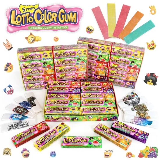 Жевательная резинка "Lotto Color Gum" с татуировкой, 20 шт. x 12 г.