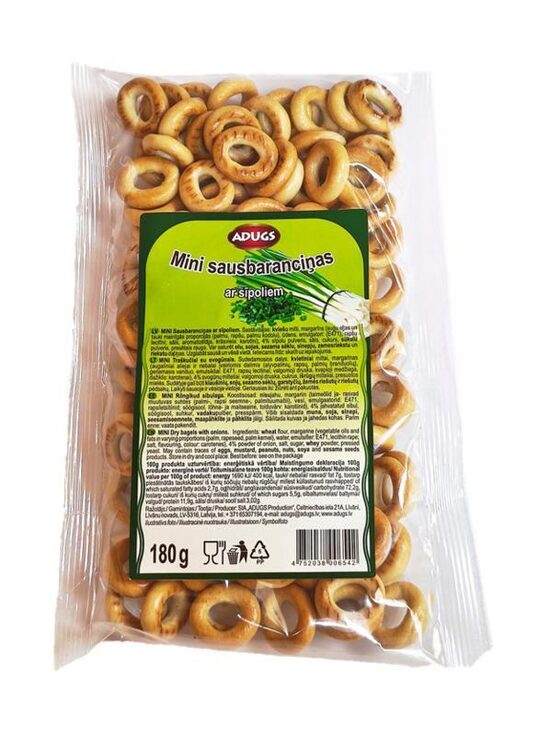 Mini onion-flavored ring-shaped biscuits 180 g