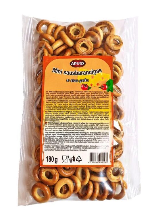 Mini sausbaranciņas ar siera garšu 180 g.
