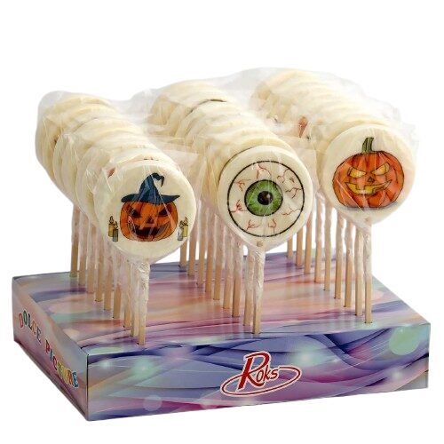 Roks "Helovīns" ledenes uz kociņa 27.gb*50gr  (Konfektes diametrs - 7 centimetri)