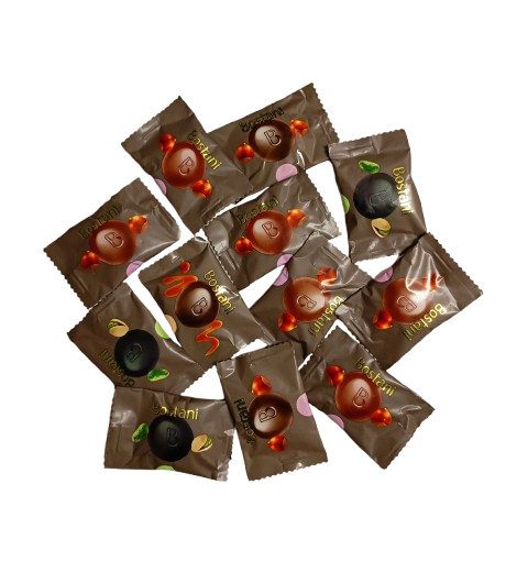 Beļģu šokolādes asorti "Bostani" ar pildījumu 40% 1 kg.