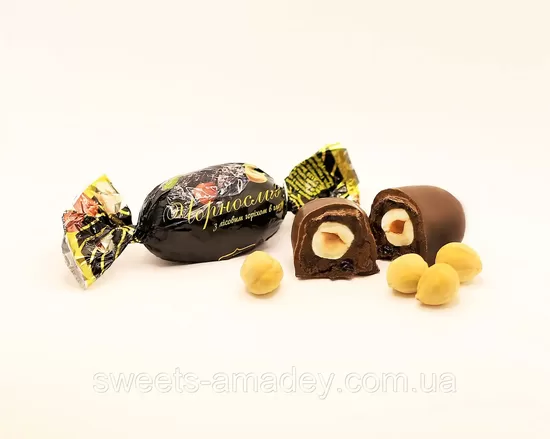 Konfektes "Plūmes ar lazdu riekstiem glazūrā", Amadei, 1 kg