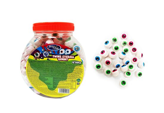 Želejas konfektes "Twins Eyeball Gummy" (100 gab. x 4 gr.)