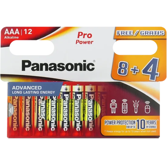 Щелочные батарейки Panasonic Pro Power LR03 AAA, 12 шт.
