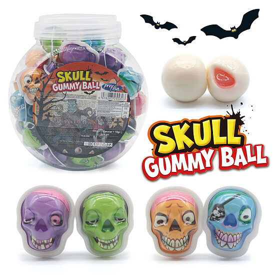 Желейные конфеты "Skull Gummy Ball", 50 шт. x 10 г.