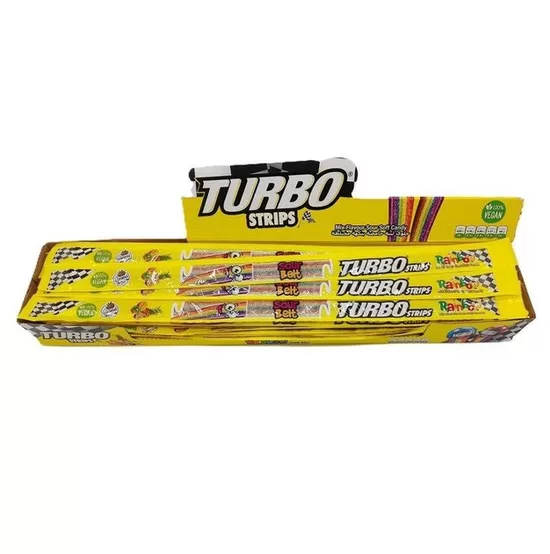 Кислые желейные конфеты Turbo Strips Rainbow Sour Belts, 15 г x 72 шт.