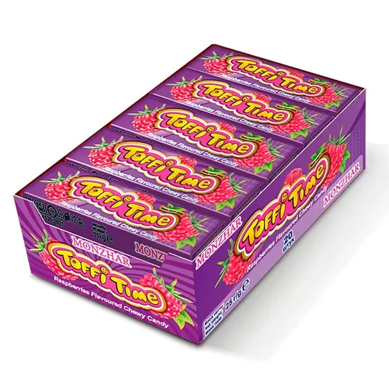 Košļājamās konfektes "Toffi Time" ar aveņu garšu 20 gb. x 25 gr.
