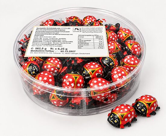 Божьи коровки из молочного шоколада "Glückskäfer" (562 гр), (90 шт. x 6,25 гр).