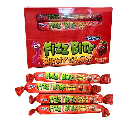 Жевательные конфеты "Fizz Bite" со вкусом клубники, 30 шт. по 14 г.