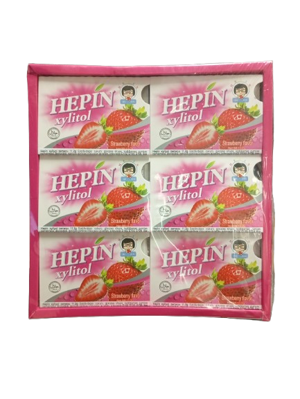 Košļājamās gumijas "Hepin Xylitol" zemeņu garša 30 gab. x 11.2 gr.