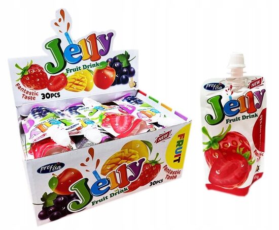 Šķidrās konfektes "Jelly Fruit Drink" 30 gb. x 55 gr.