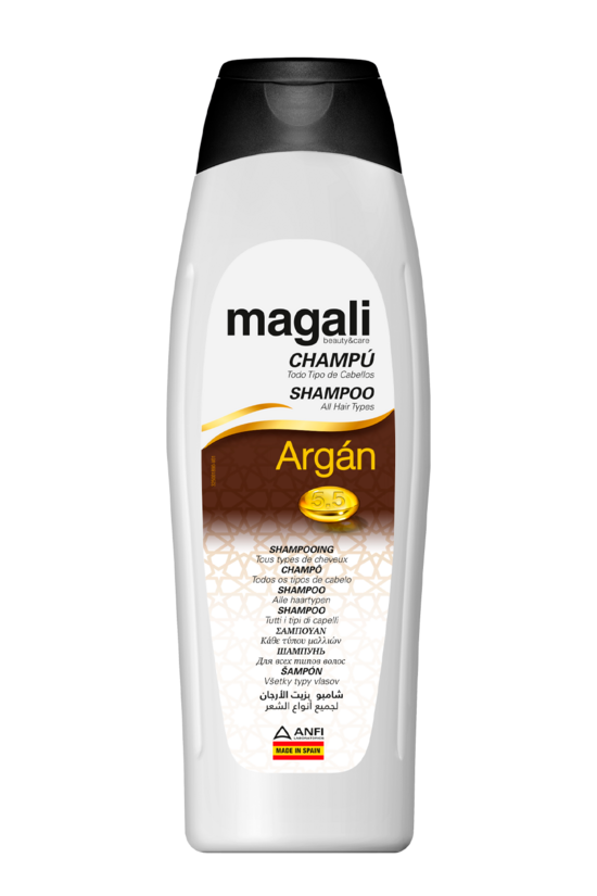 MAGALI šampūns visiem matu tipiem ar argāna eļļu, 750 ml.