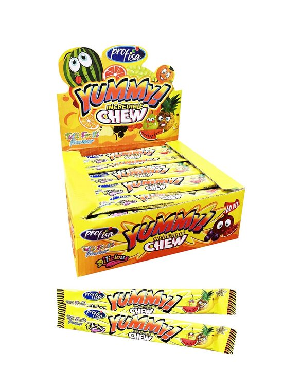 Košļājamās konfektes "Yummi incredible Chew" tutti frutti 60 gab. x 20 gr.