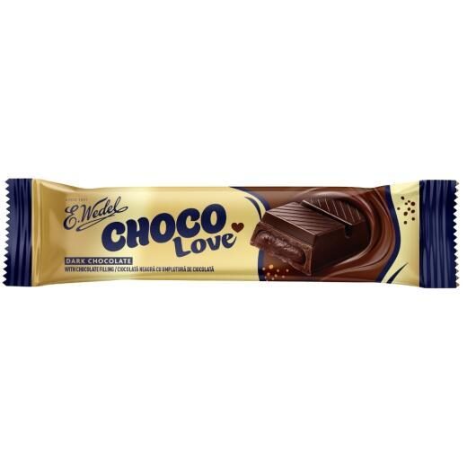 "E.Wedel Choco Love" tumšās šokolādes tāfelītes ar šokolādes pildījumu 24 x 45 gr.