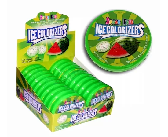 Dragees with sweeteners "Ice Colorizers" watermelon 20 x 16 gr.