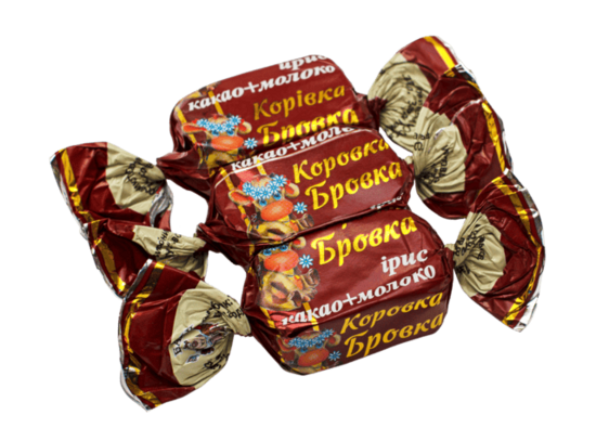Konfektes "Korovka-Brovka" īriss un kakao + pienu 1 kg.