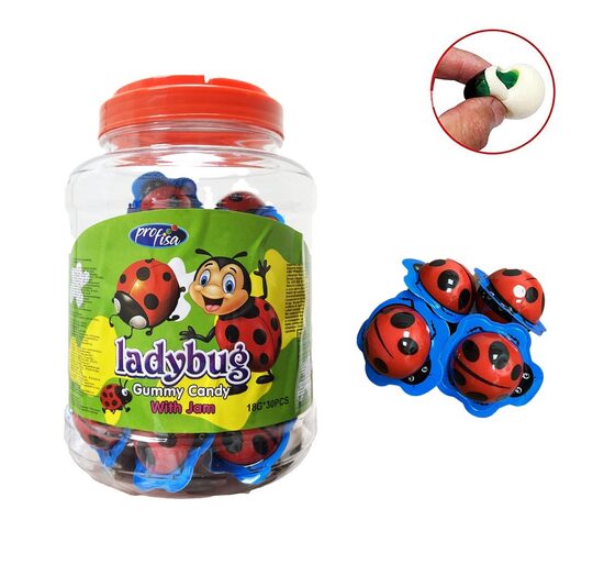 Gumijas konfektes ar ievārījumu "Ladybug" 30 x 18 gr.