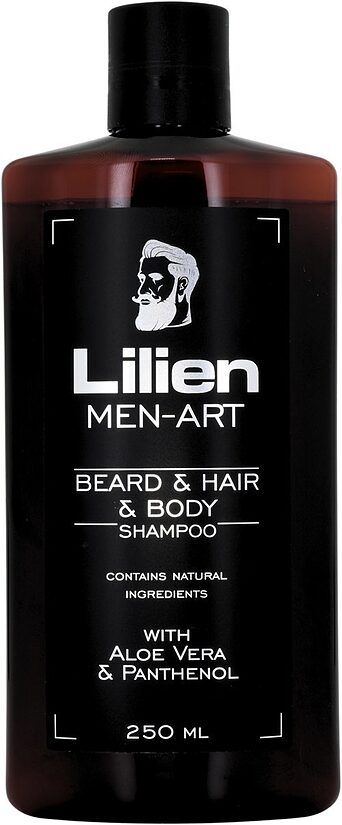 Шампунь для бороды, волос и тела "Lilien MEN-ART Black", 250 мл