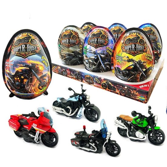 Saldumi + rotaļlietas Super Fast Motorcycle, 20 g x 6 gab. OLAS XXXL IZMĒRS