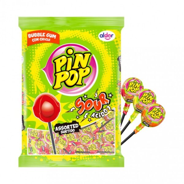 Карамель с жевательной резинкой PIN POP SOUR MIX 48 шт х 18 г.
