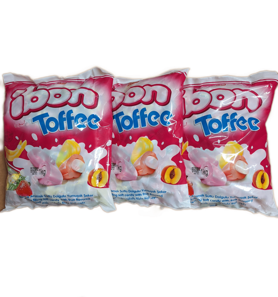 Мягкий ирис с начинкой из ягодно-фруктового сиропа Ibon Toffee, 3kg