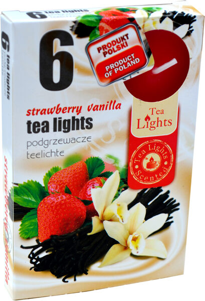Scented tea candles (6 pcs) - strawberry, vanilla
