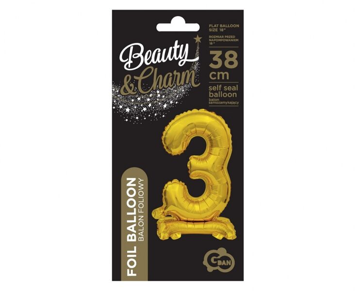 Foil balloon 3 (38 cm) gold