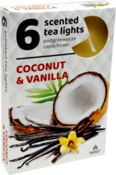 Scented tea candles (6 pcs.) - Coconut - vanilla