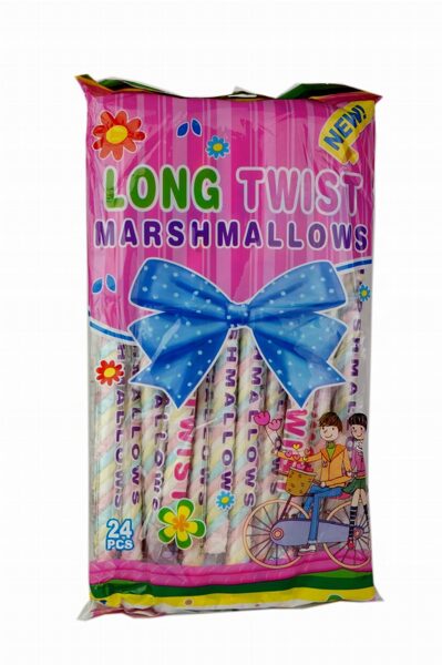 Zefīri Long Twist Marshmallows, 20 g x 24 gab.