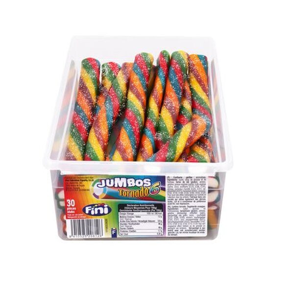 Skābās želejas kofektes ar augļu garšu Jumbos Sour Tornado, 57 g x 30 gab.