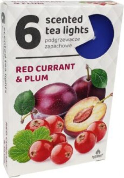 Scented tea candles (6 pcs) - Red currants and plums