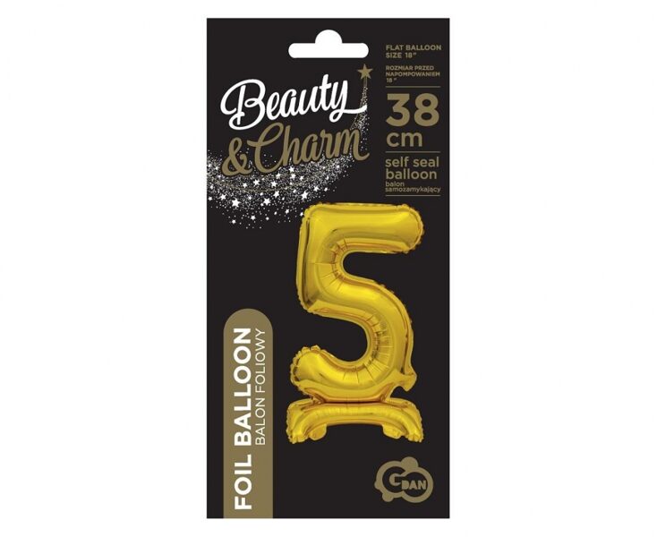Foil balloon 5 (38 cm) gold