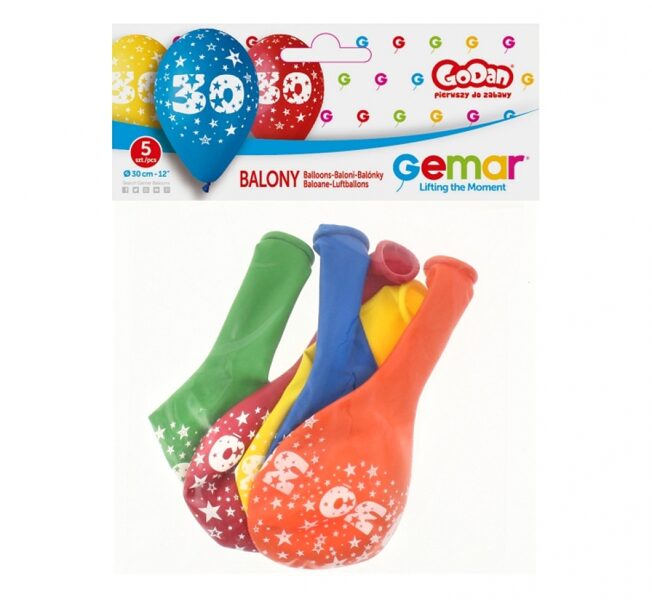 Balloons with markings "30" 5 pcs.