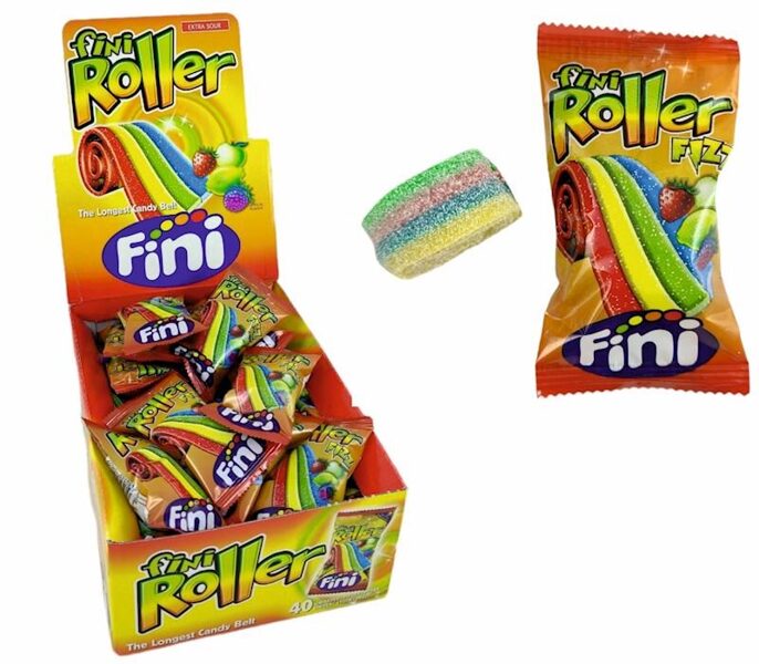 Sour jelly sweets Rollers Qatro, 20 g x 40 pieces.