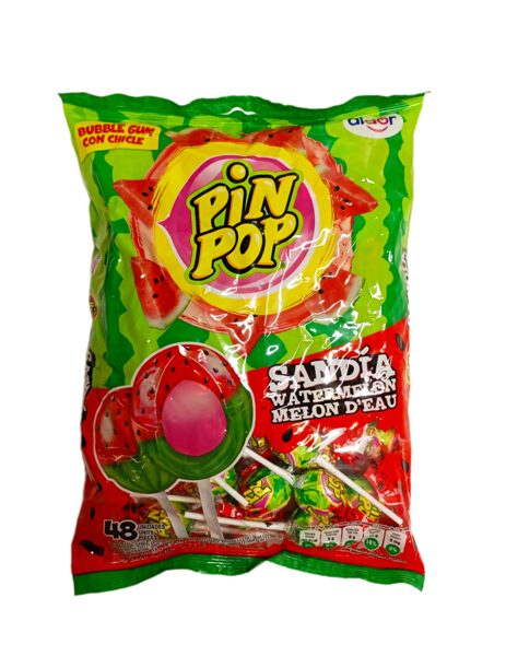 Карамель с жвачкой PIN POP Sandia Арбуз 48 шт х 17 гр.