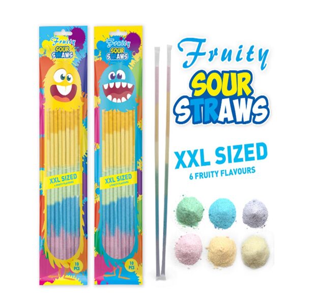 Caramel - powder XXL (42 cm) Fruity Sour Straws 10 x 12 gr.
