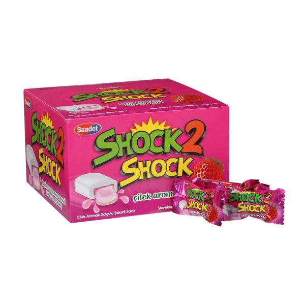 Košļājamās gumijas "Shock 2 Shock" strawberry flavoured 100 gab. x 4 g