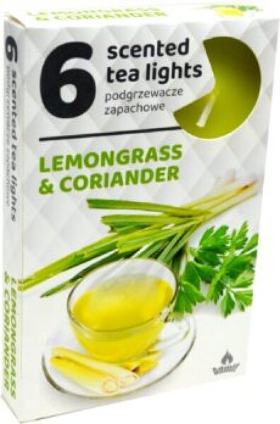 Scented tea candles (6 pcs) - Lemongrass and coriander